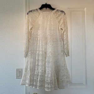 Zara creme embroidered lace dress